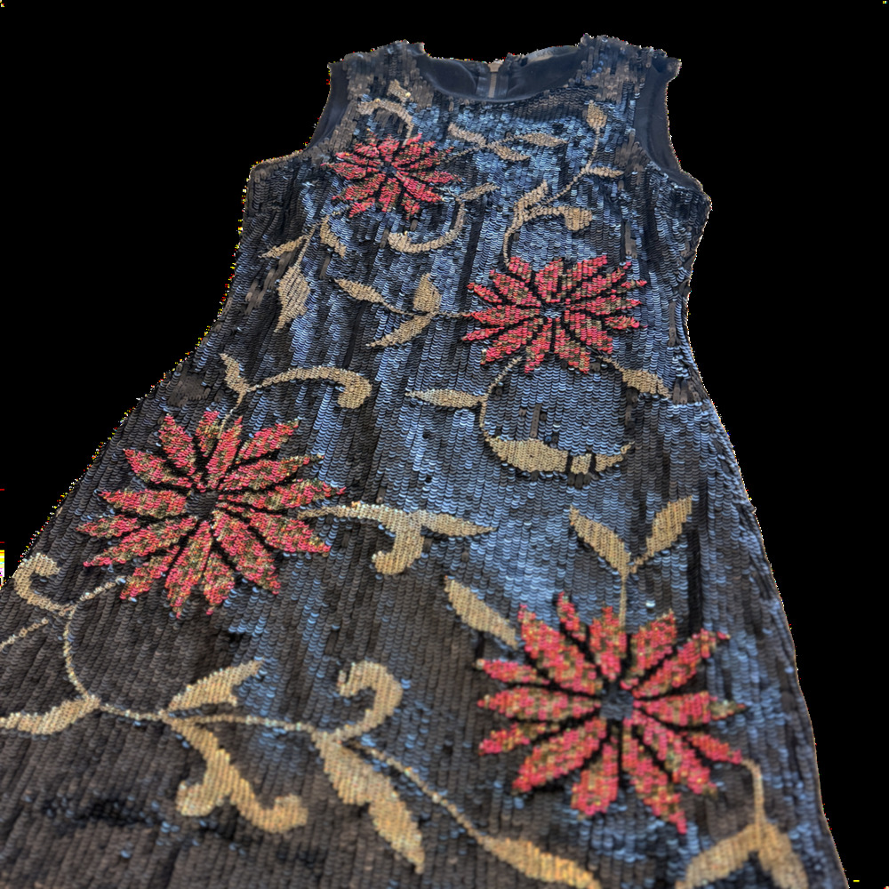 Ark & Co. Black Multicolor Sequin Floral Mini Dress Sz Small